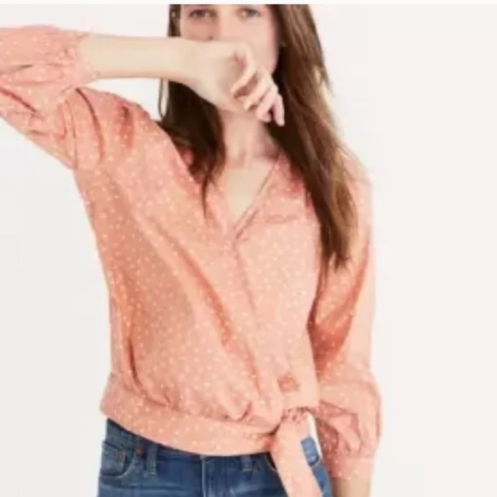 NWT Madewell Wrap Top Star Scatter Long Sleeve Shirt Top Blouse Size XSmall